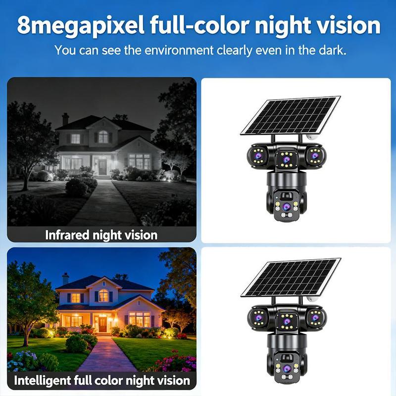 ⏳⏰6K 9MP Outdoor Wi-Fi Security Camera |  3 Lenses, 360° PTZ | IP66 Waterproof, Color Night Vision, Two-Way Audio, Motion Tracking