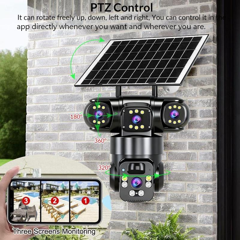 ⏳⏰6K 9MP Outdoor Wi-Fi Security Camera |  3 Lenses, 360° PTZ | IP66 Waterproof, Color Night Vision, Two-Way Audio, Motion Tracking