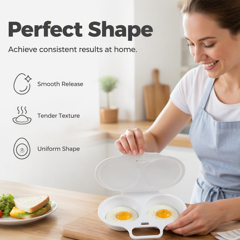 🥳2026 HOT SALE🥳💞50K+ SOLD! 🥗🎁 50% OFF! Microwave Egg Poacher——Dual‑cavity, non‑stick & easy clean. Healthier than frying – stock up & save! 🏠✅
