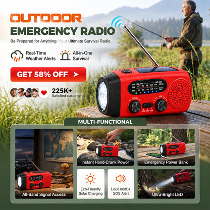 Multifunctional Portable Solar Emergency Radio – Power Bank, Hand Crank & Weather Alert for Outdoor & Crisis Preparedness 2